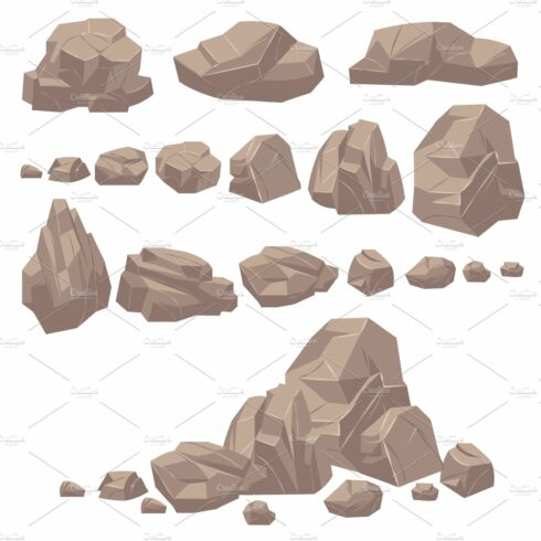 Rock stone. Isometric rocks and cover image.