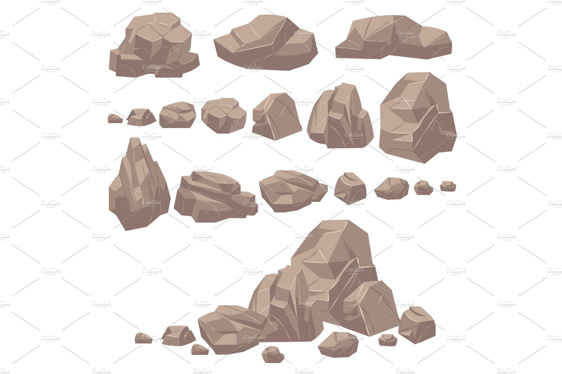 Rock stone. Isometric rocks and cover image.