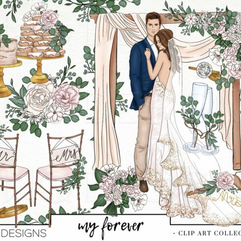 Fashion Girl Wedding Bridal Clip Art cover image.