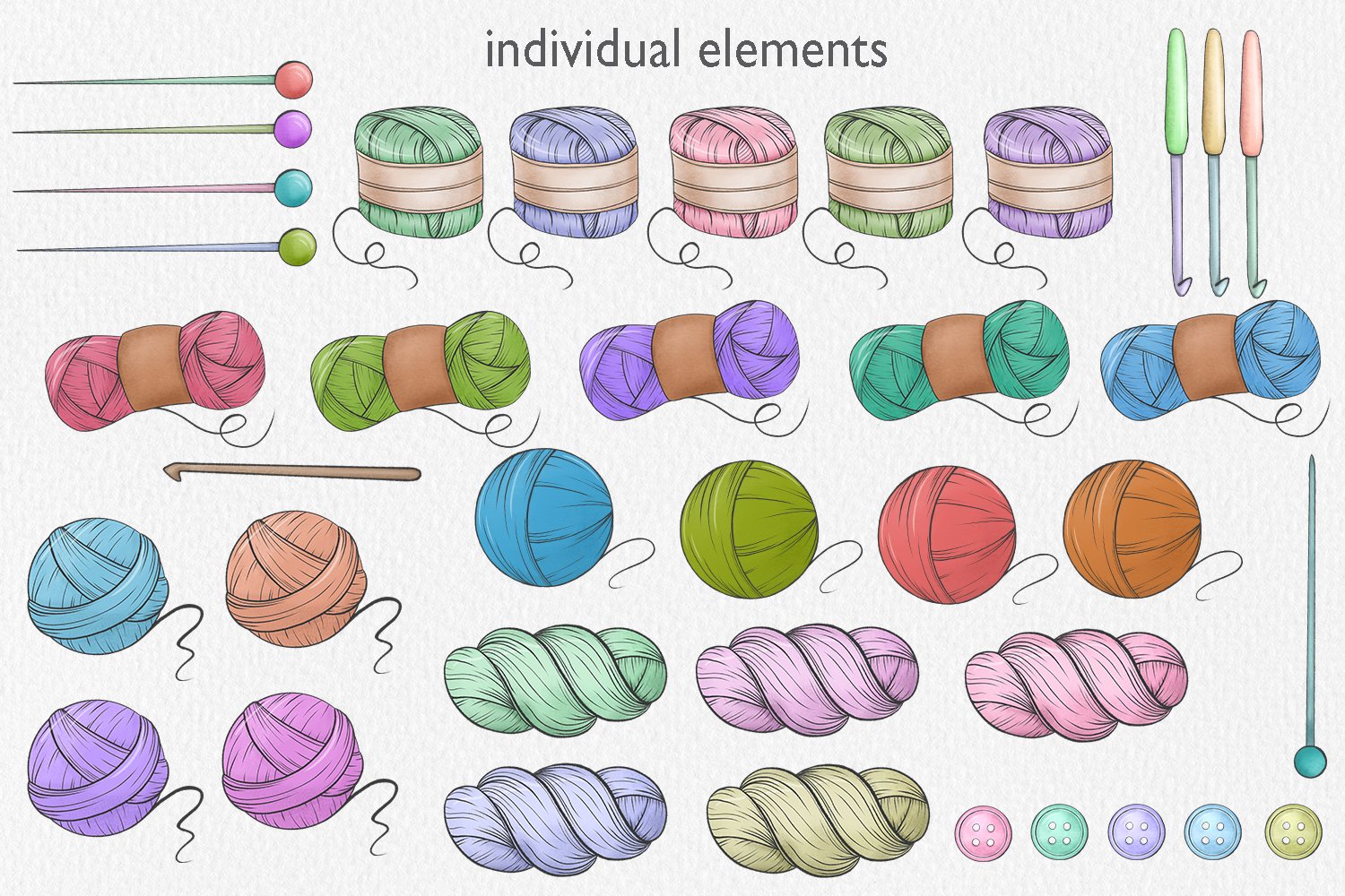 Knitting Clipart Collection preview image.