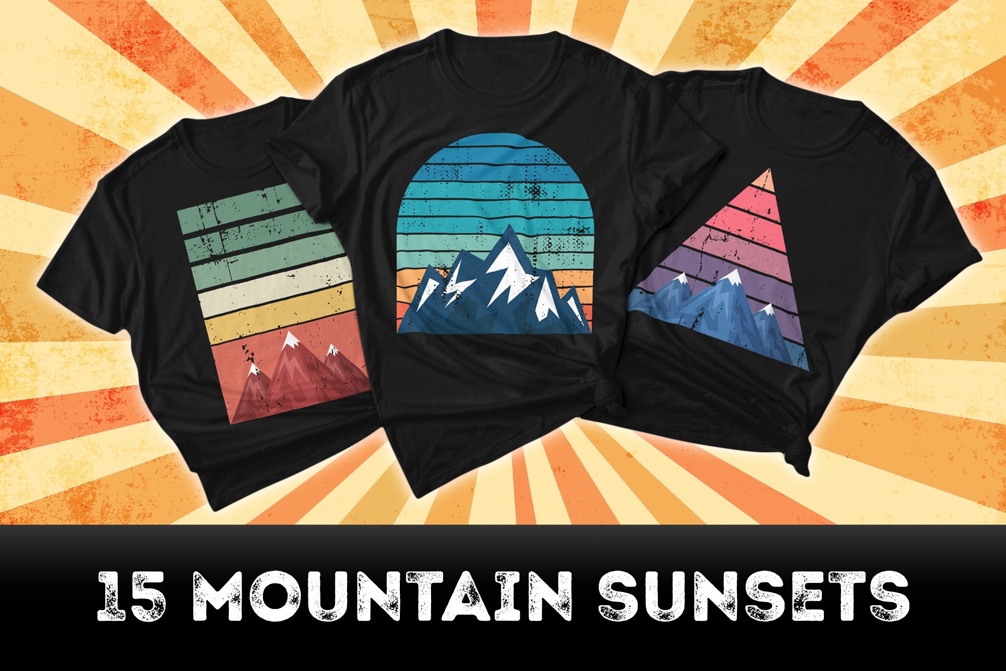 15 Print on Demand Mountain Sunsets cover image.