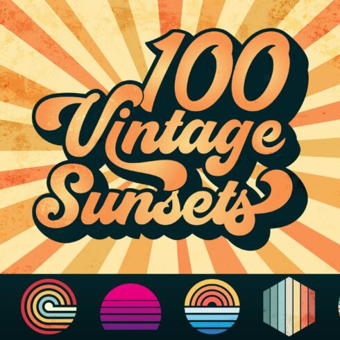 100 Vintage Retro Sunset Bundle SVG cover image.