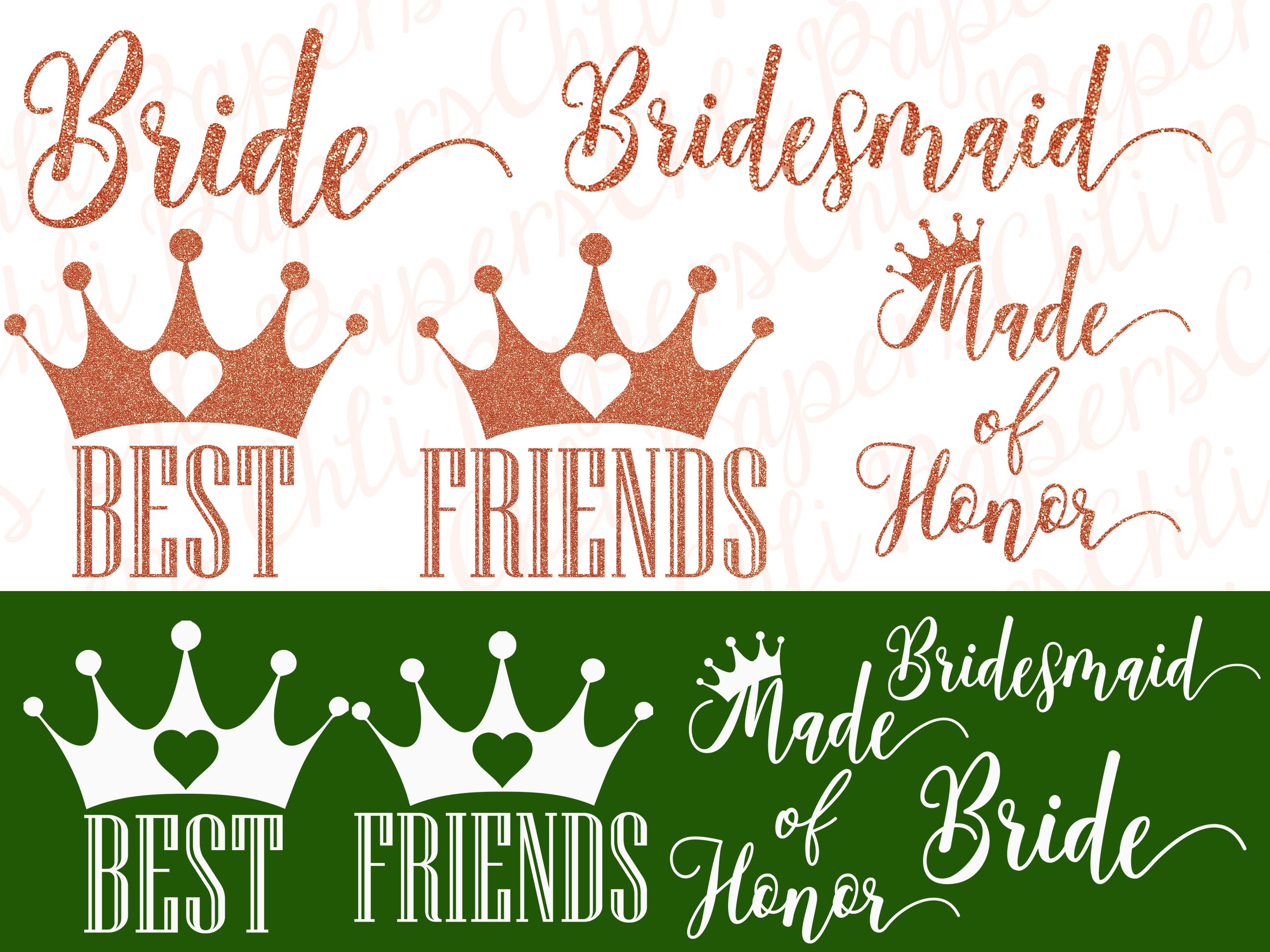 Bride and Bridesmaids clipart preview image.