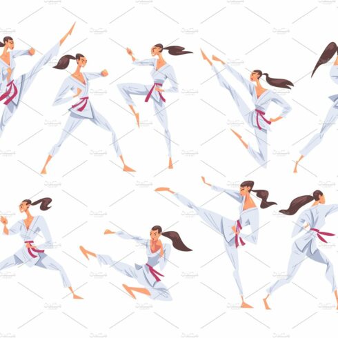 Girl Doing Karate in Various Poses cover image.