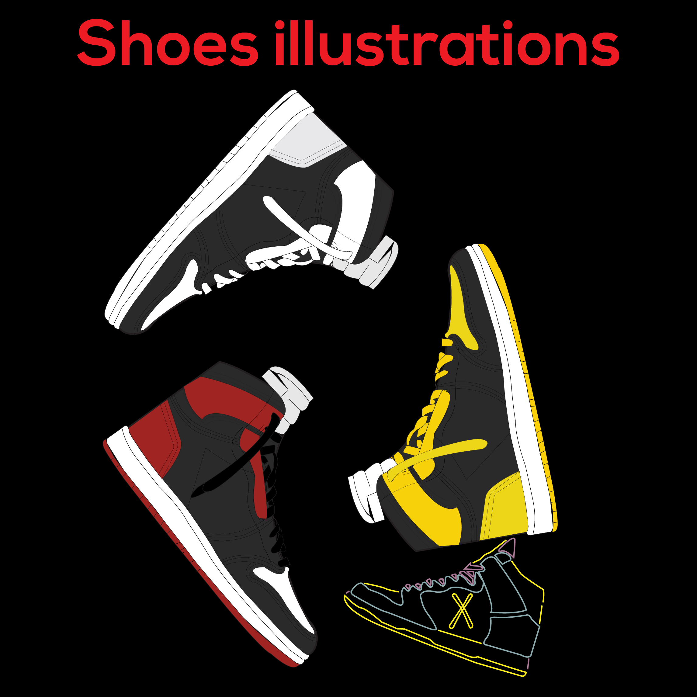 shoes illustrations preview image.