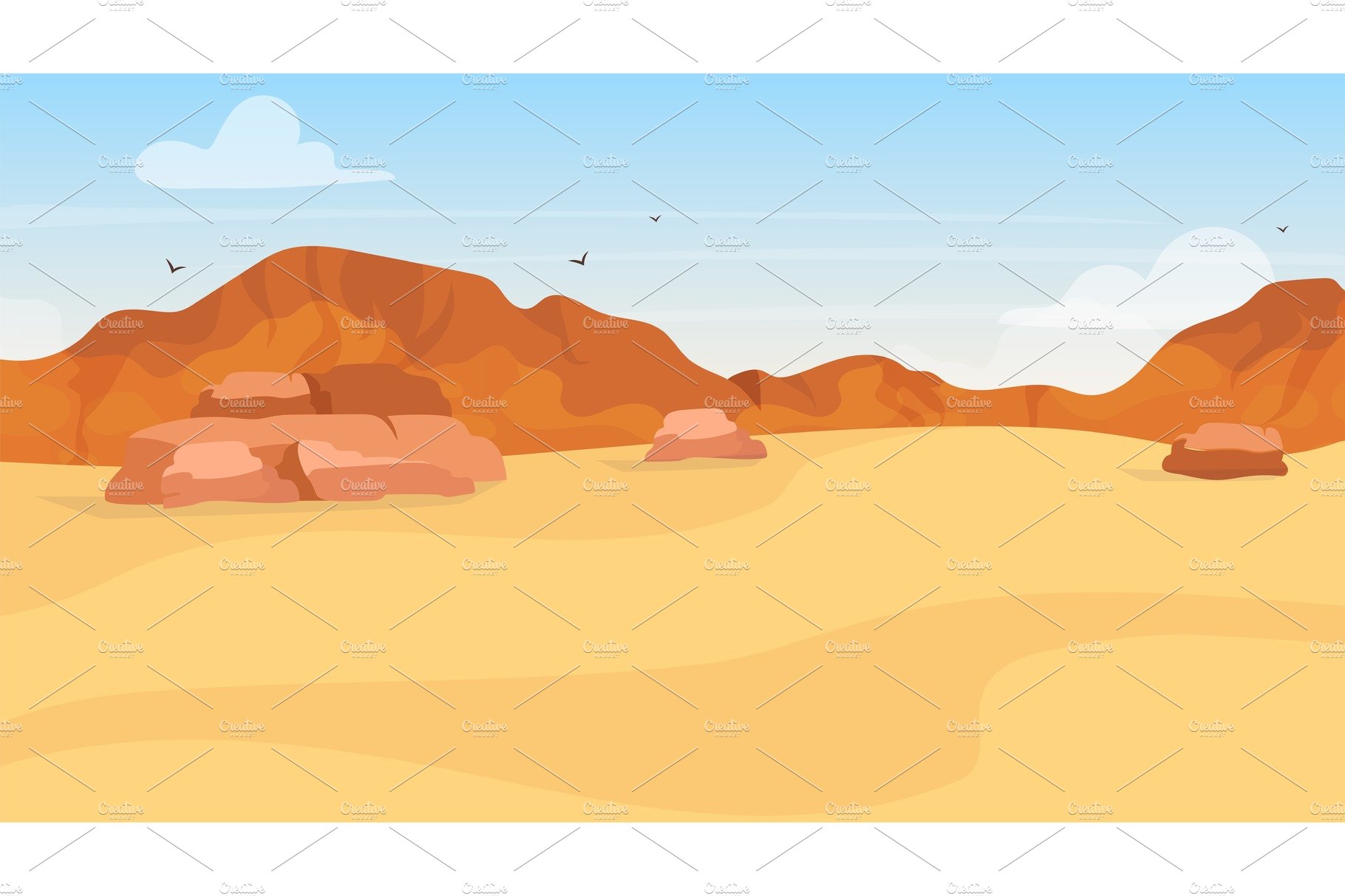 Dunes flat vector illustration cover image.