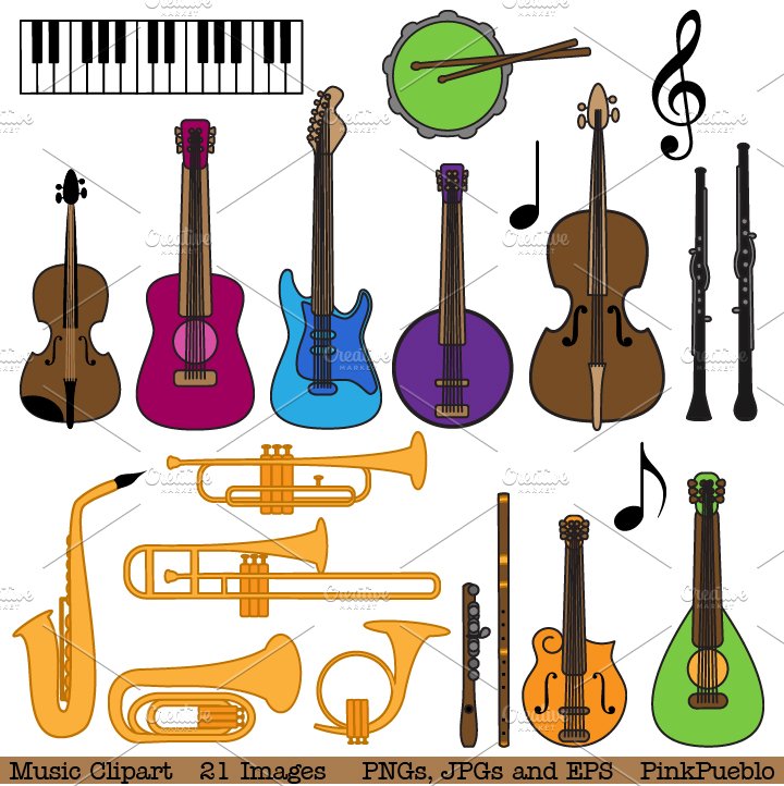 Musical Instrument Clipart & Vectors cover image.
