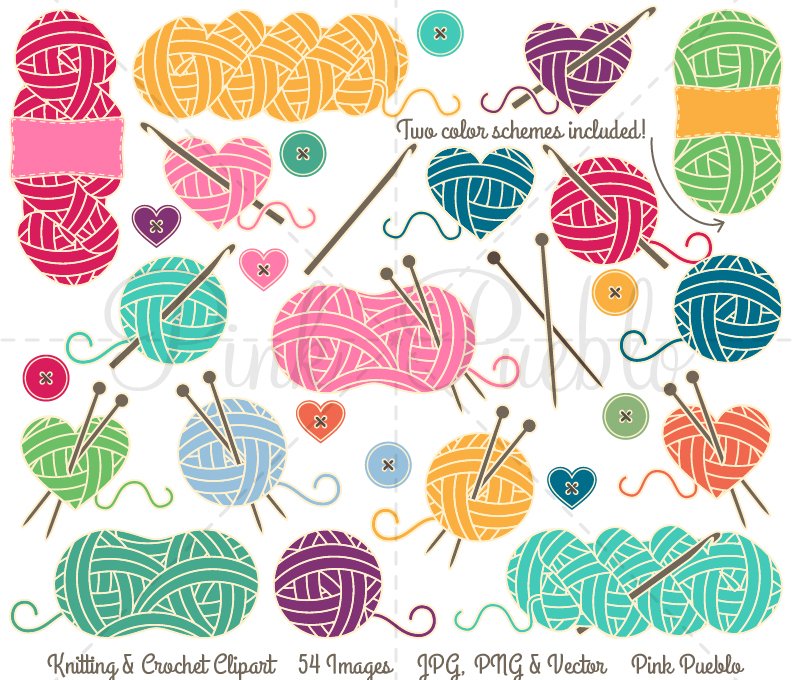 Knitting & Crochet Clipart & Vectors cover image.