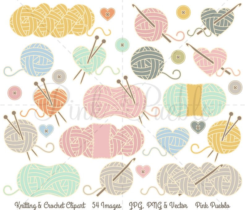 Knitting & Crochet Clipart & Vectors preview image.