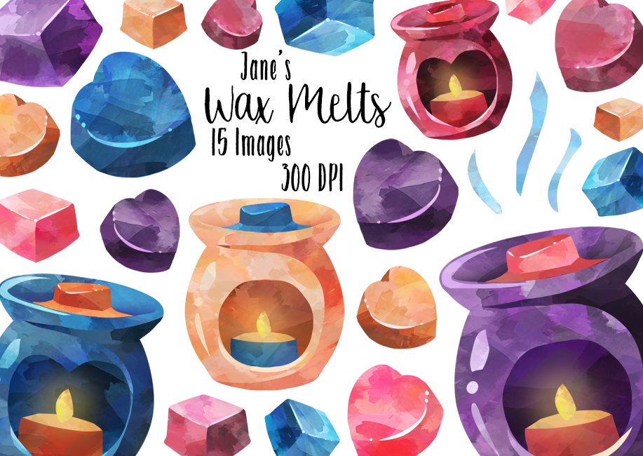 Watercolor Candle Warmers Clipart cover image.