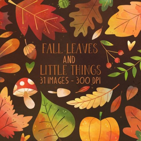 Watercolor Fall Leaves Clipart cover image.