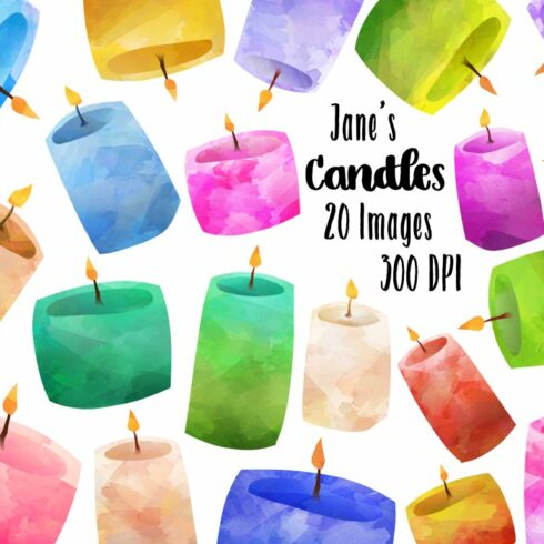 Watercolor Candles Clipart cover image.