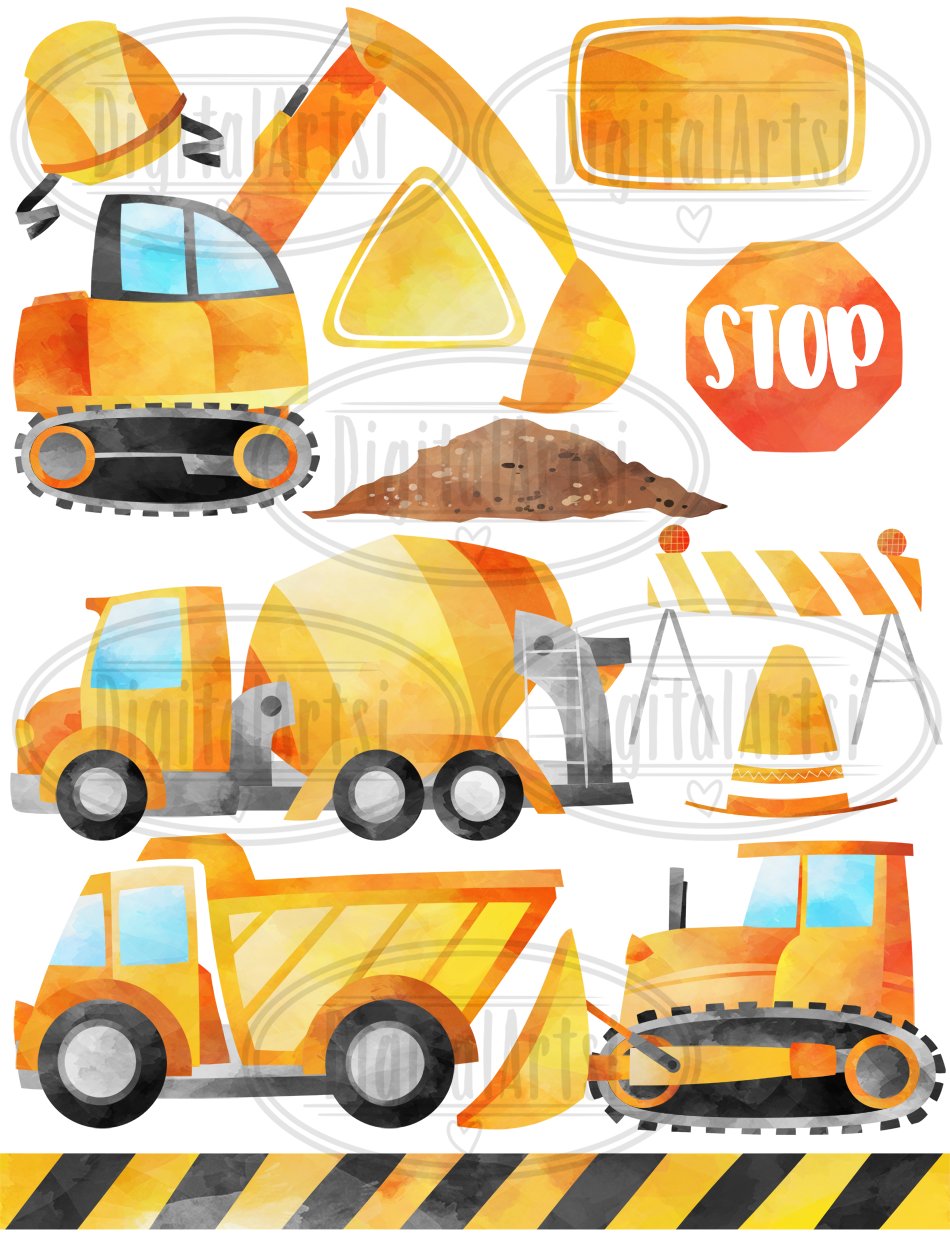 Watercolor Construction Clipart preview image.