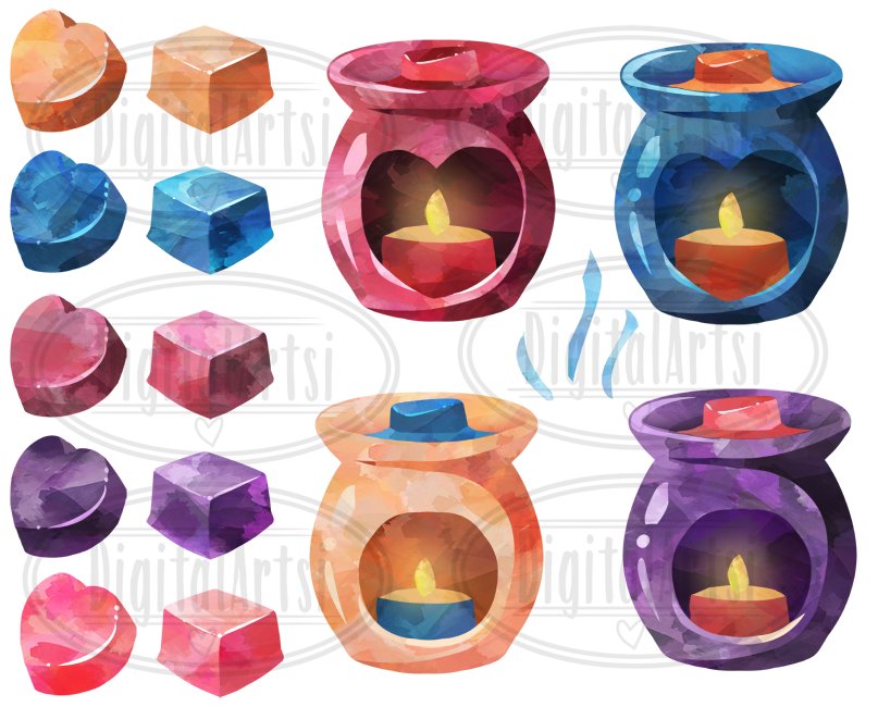 Watercolor Candle Warmers Clipart preview image.