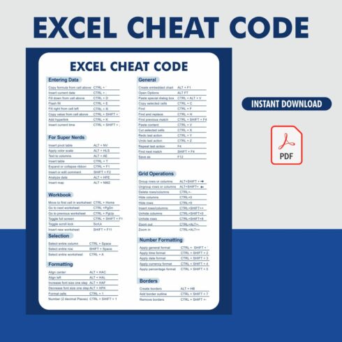 Free Excel Shortcut Pdf Download cover image.