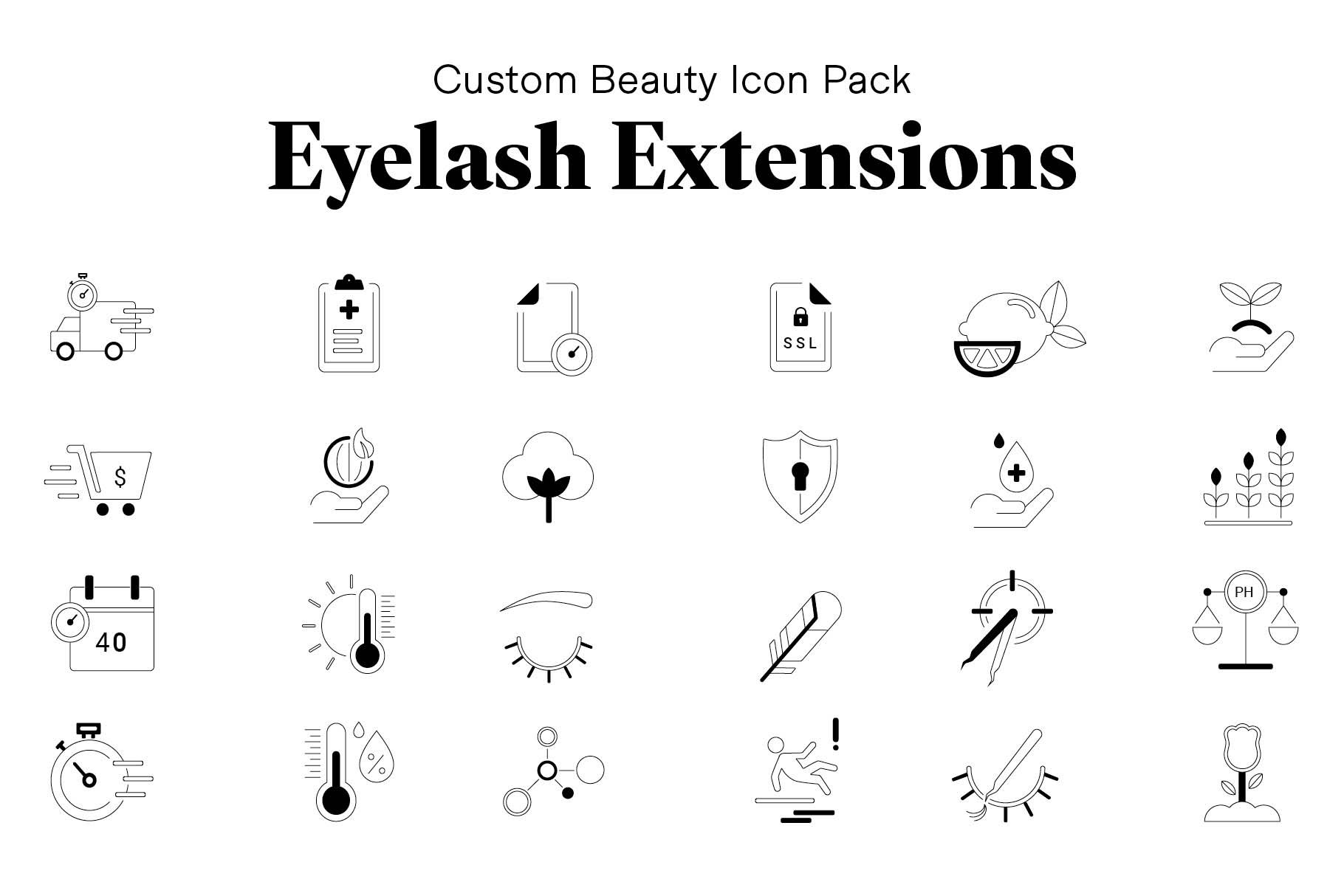 Custom Beauty Icons Digital & Print cover image.