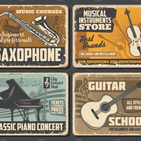 Saxophone, guitar, piano and violin cover image.