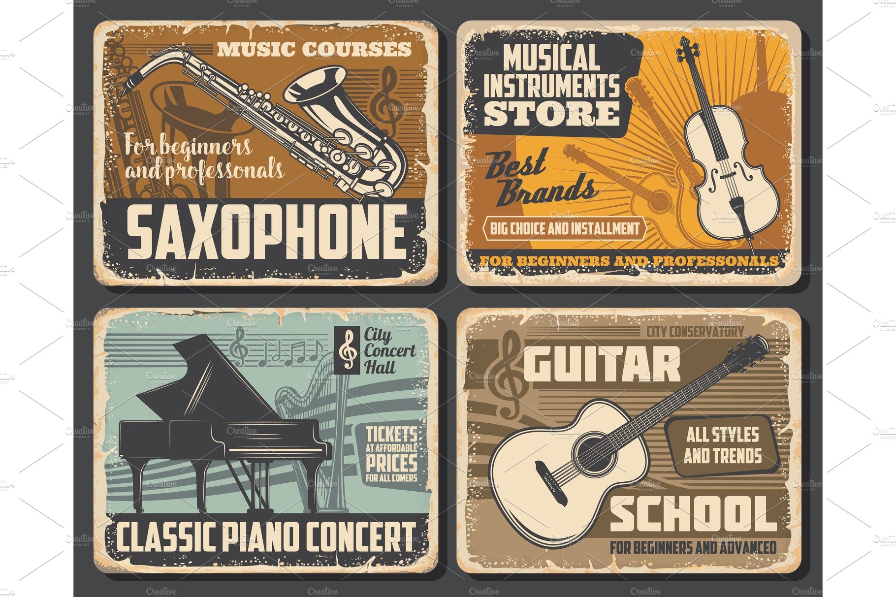 Saxophone, guitar, piano and violin cover image.