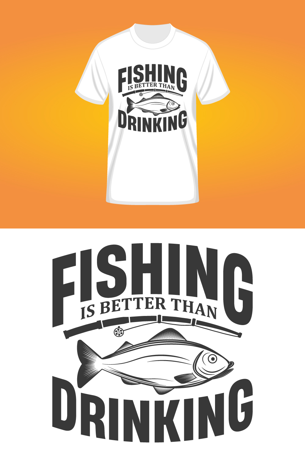 Fishing Typography T-Shirt Design pinterest preview image.