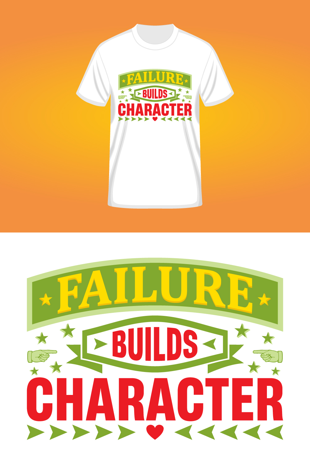 Motivational Typography T-Shirt Design pinterest preview image.