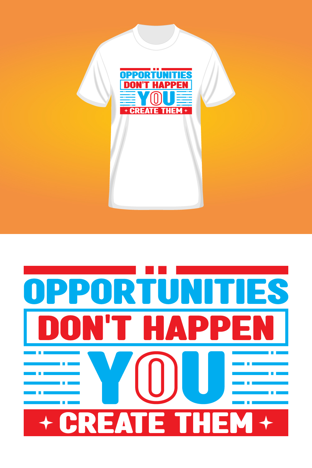 Motivational Typography T-Shirt Design pinterest preview image.