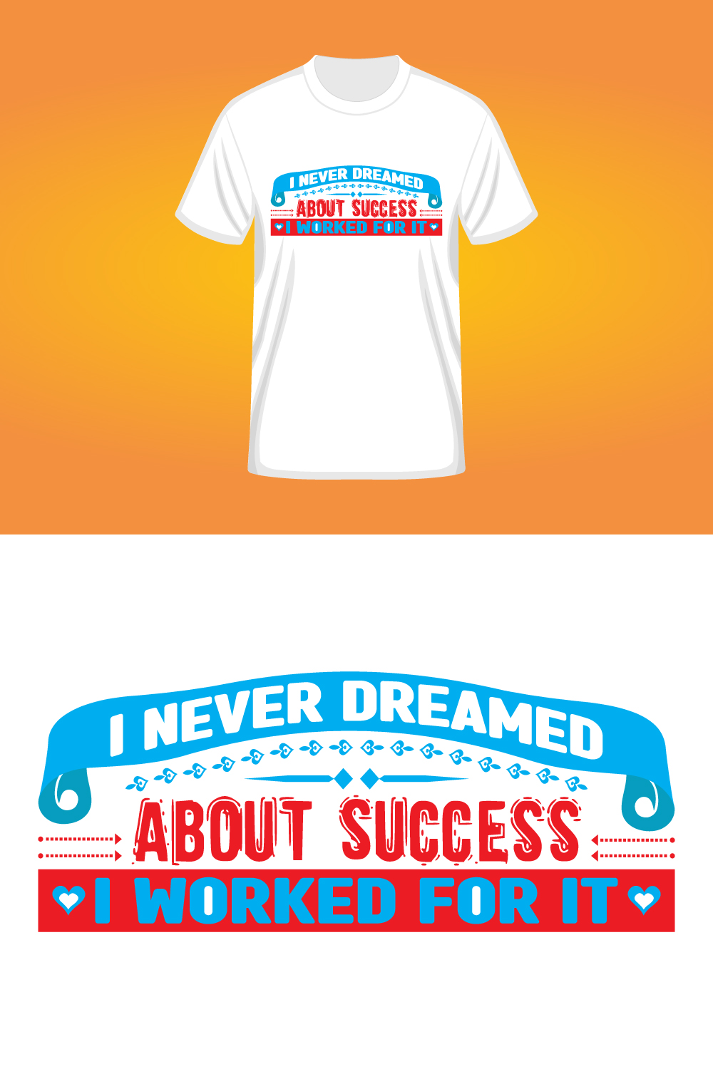 Motivational Typography T-Shirt Design pinterest preview image.