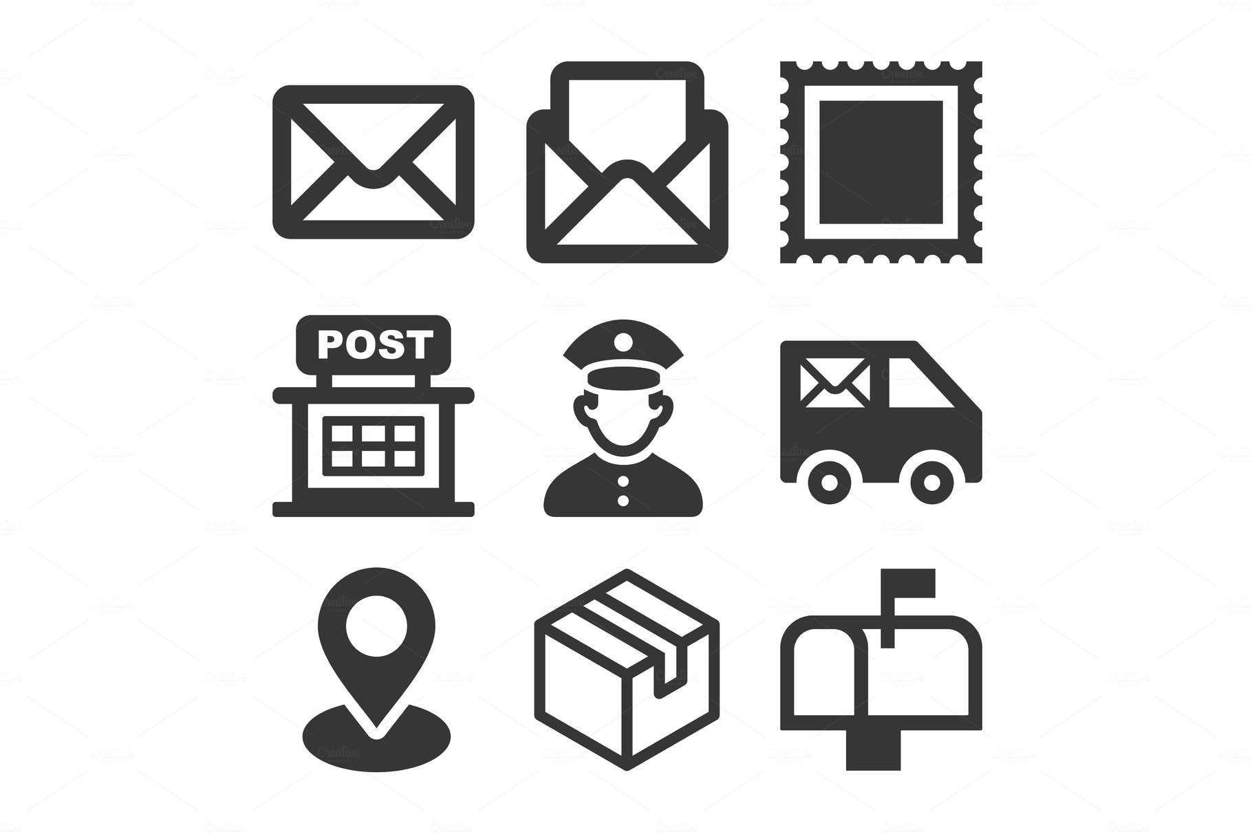 Post Icons Set on White Background cover image.