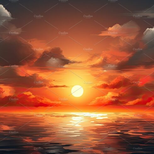 Panoramic image of the sunset or the sunrise on a beautiful lake. Generativ... cover image.