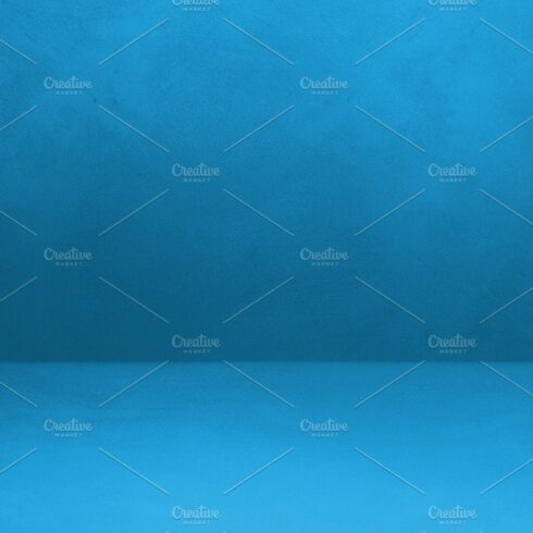 Empty blue concrete interior background banner cover image.