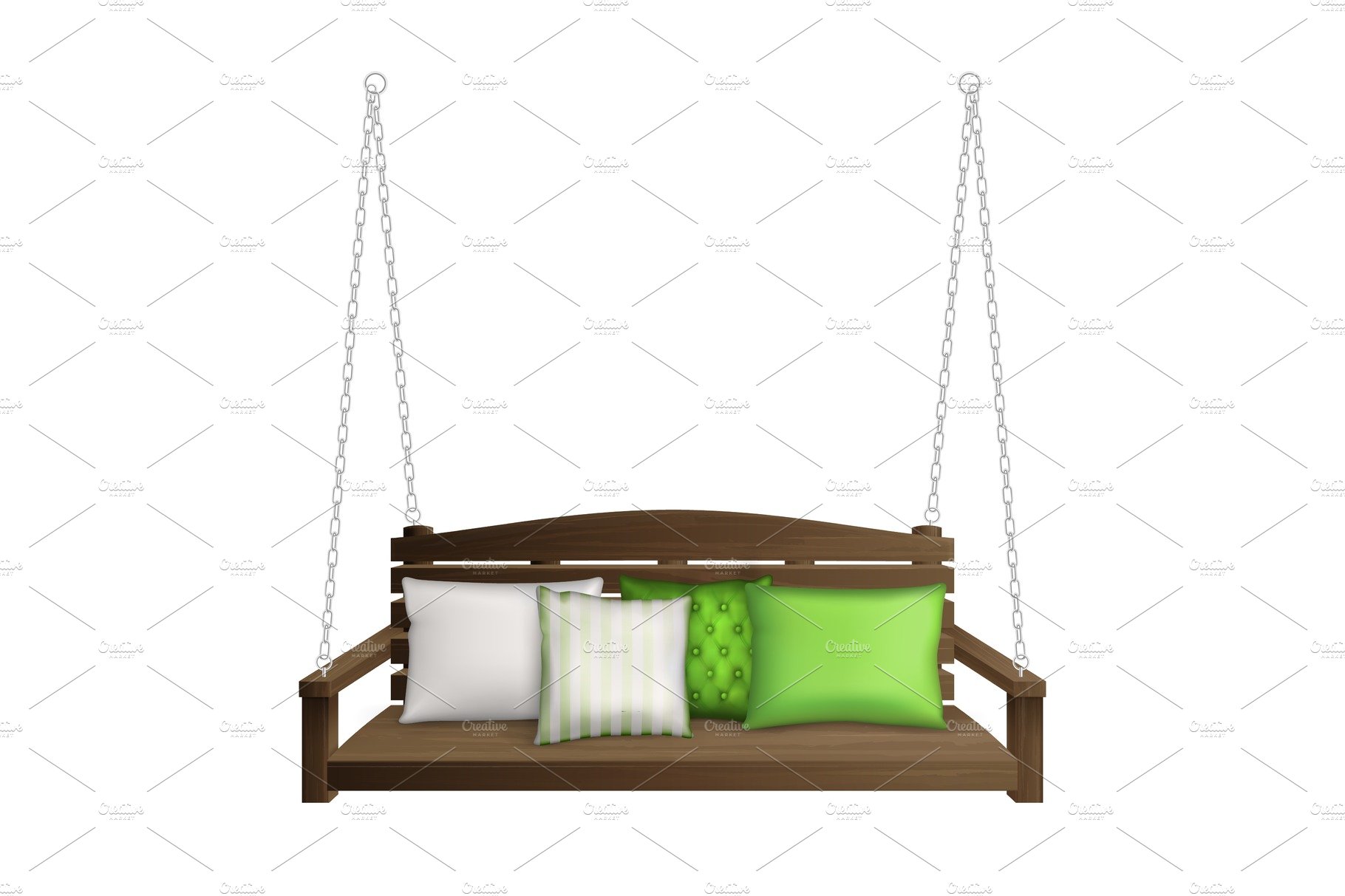 Wooden porch swing bench on ropes cover image.