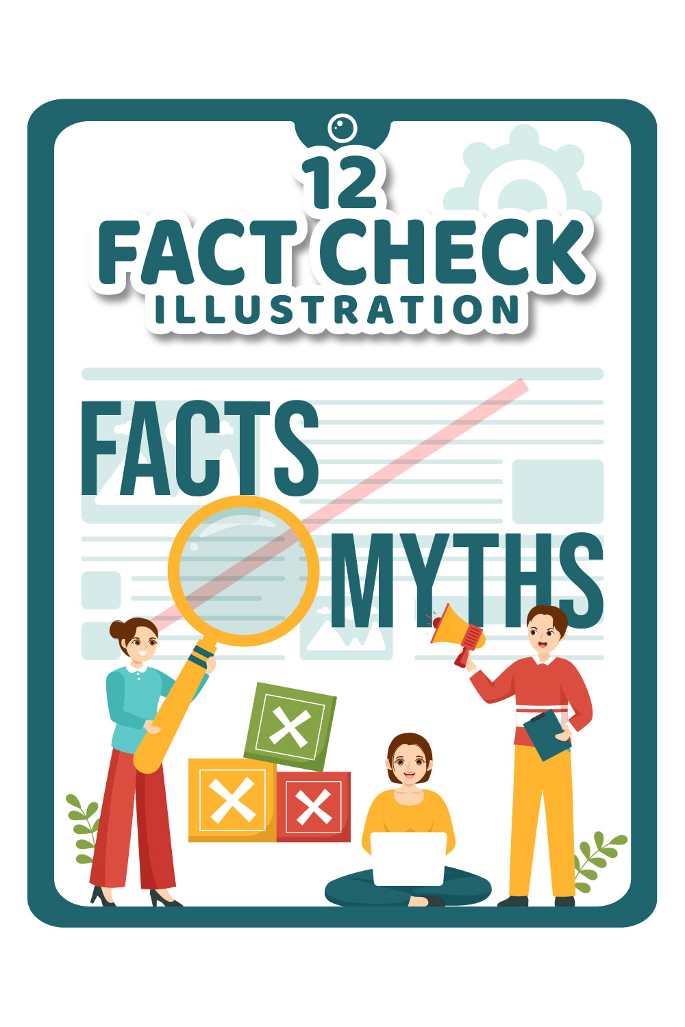 12 Fact Check Vector Illustration pinterest preview image.