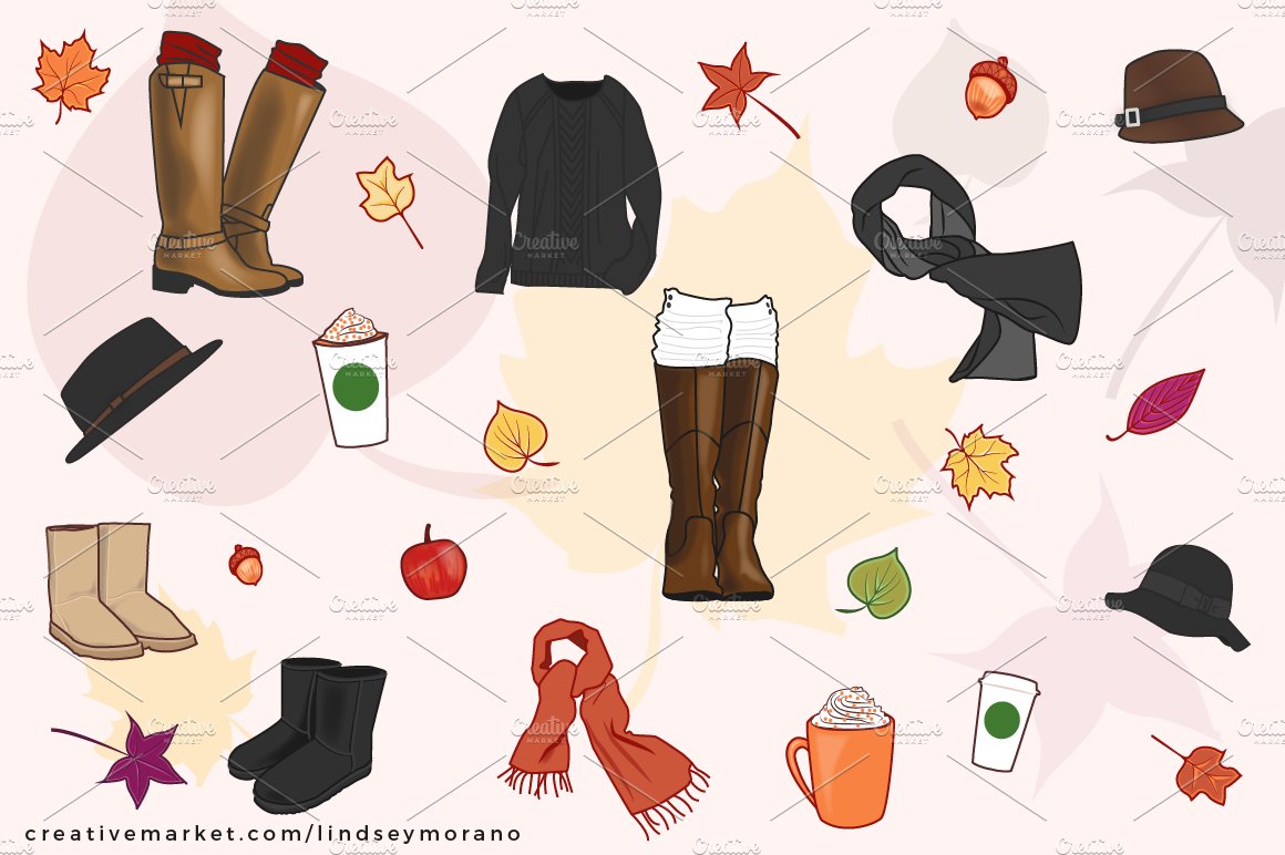 Fun Fall Illustrations + Icons preview image.