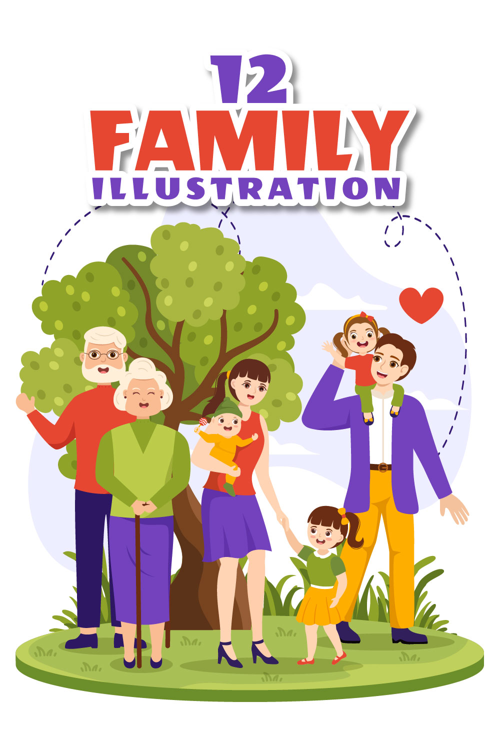 12 Family Values Vector Illustration pinterest preview image.