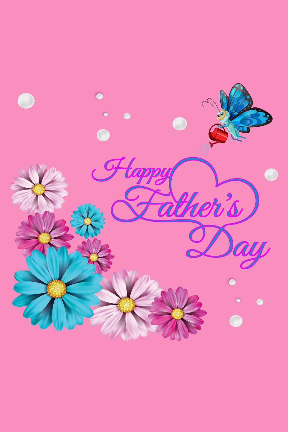 HAPPY FATHER'S DAY 2023 ,,floral greeting card with butterfly pinterest preview image.