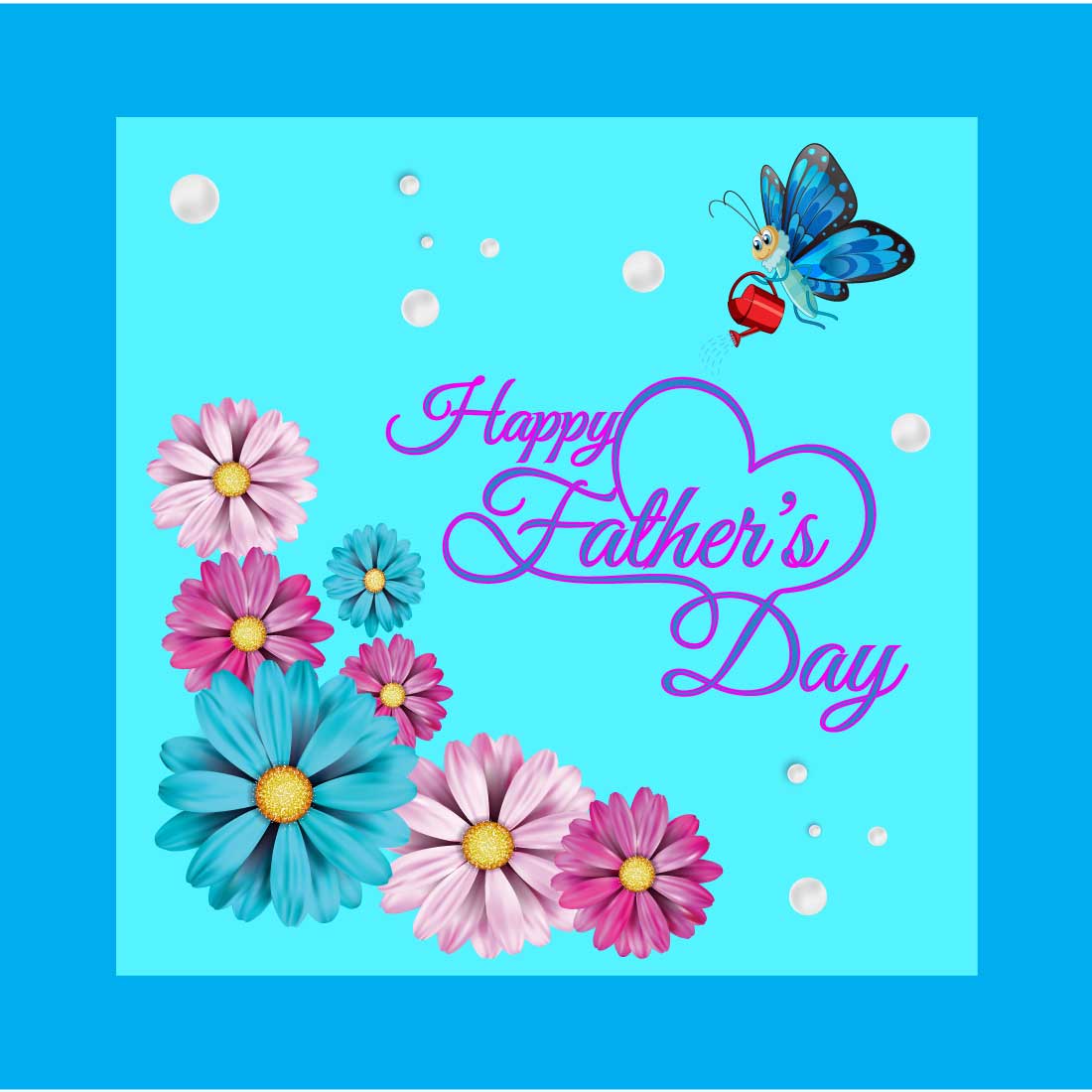 HAPPY FATHER'S DAY 2023 ,,floral greeting card with butterfly preview image.