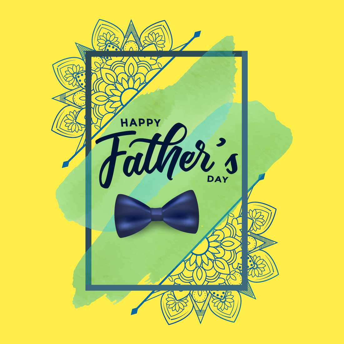 Happy Fathers Day Frame With Mandala Design preview image.