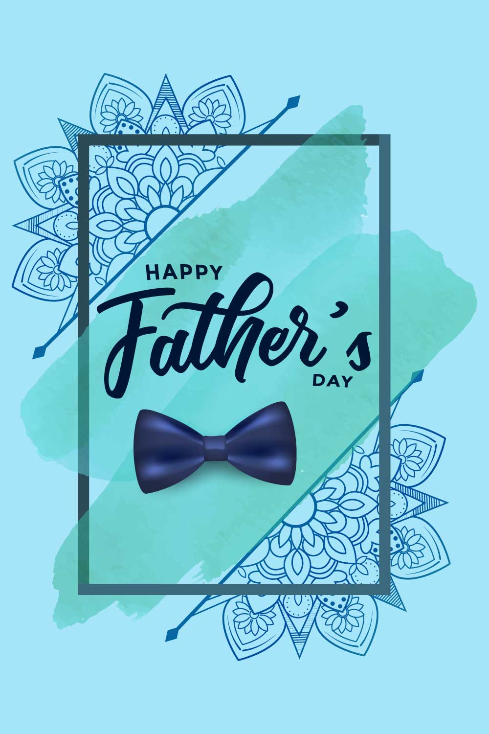 Happy Fathers Day Frame With Mandala Design pinterest preview image.