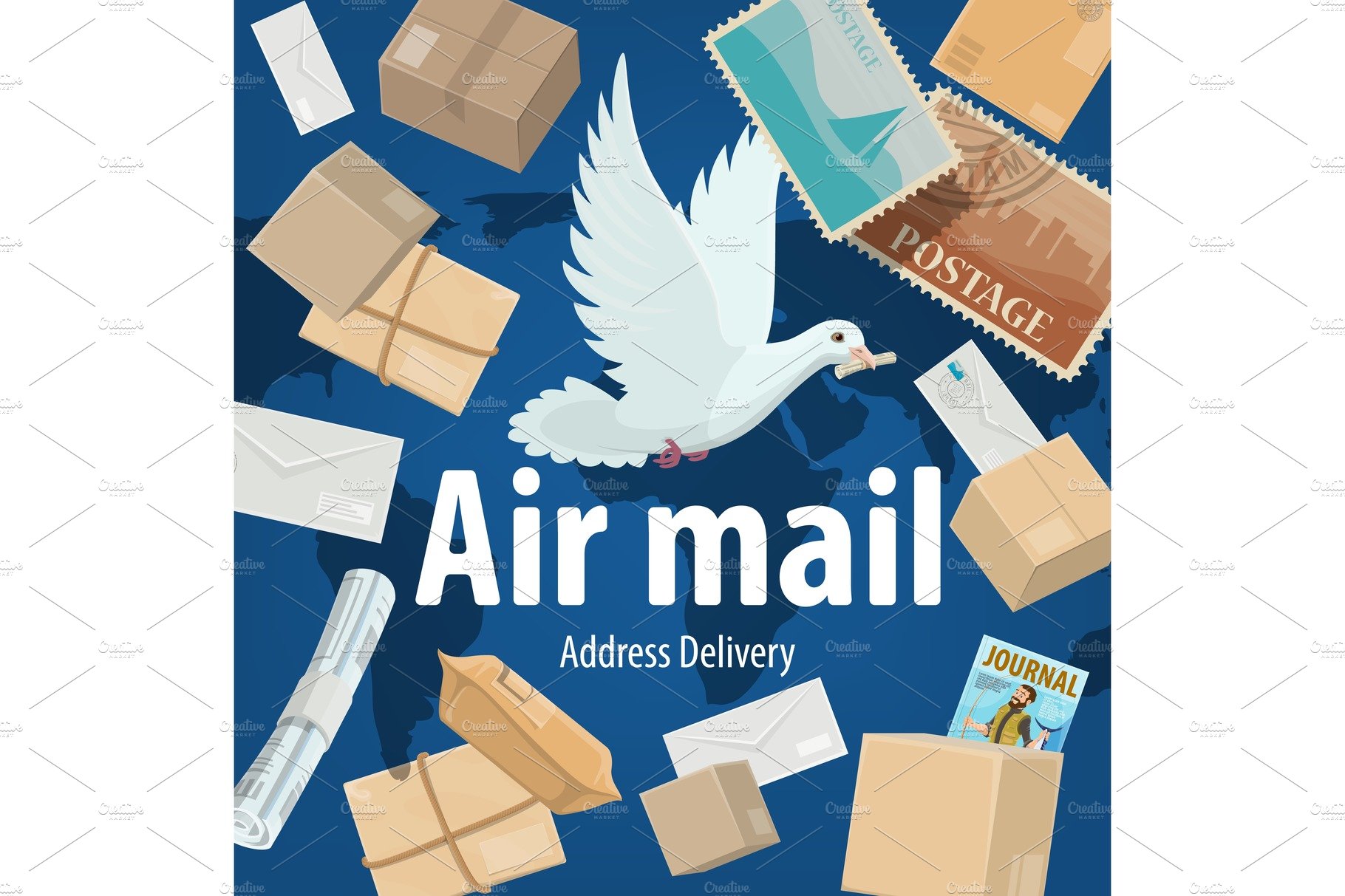 Air mail service, freight cover image.