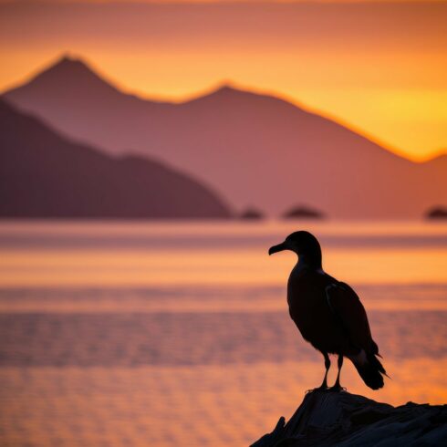 Backlit with a seagull in the foreground and a amazing golden su cover image.