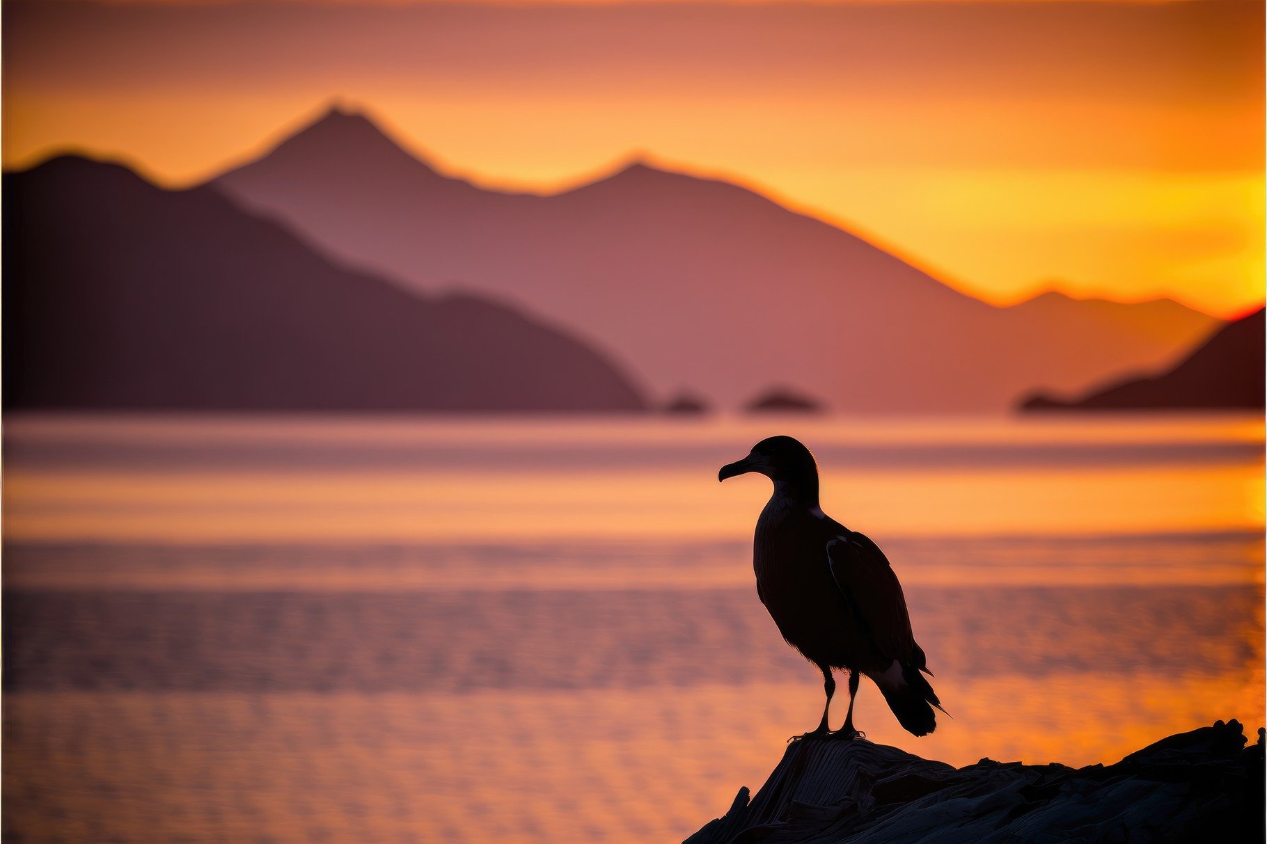 Backlit with a seagull in the foreground and a amazing golden su cover image.