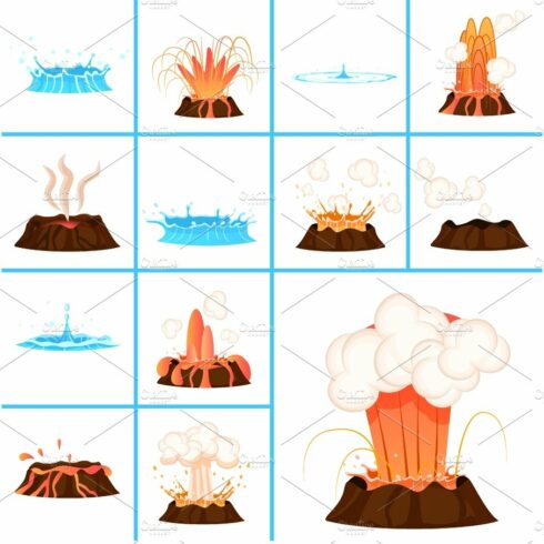 Hot Lava and Clear Water Splashes Illustrations cover image.