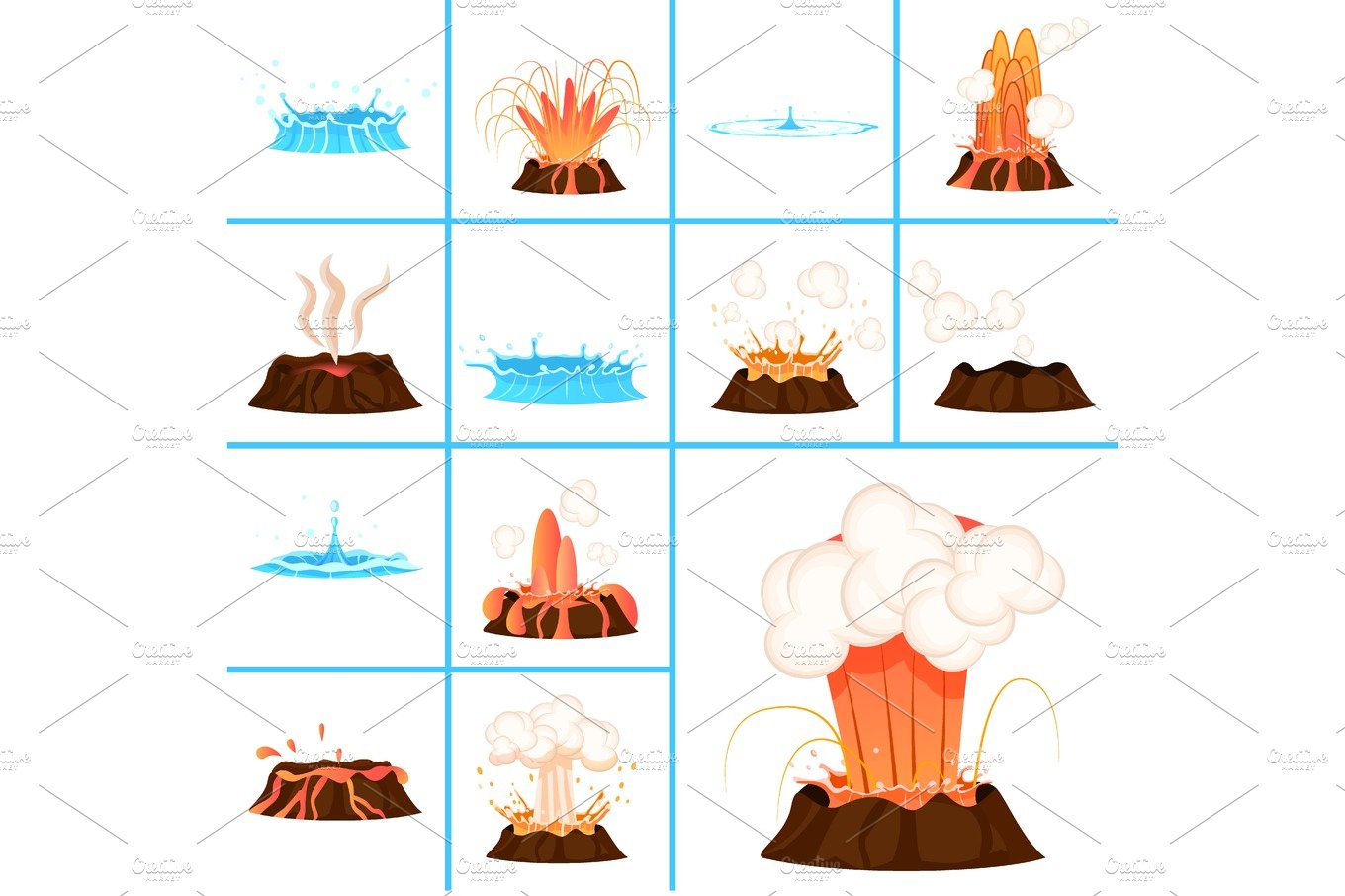 Hot Lava and Clear Water Splashes Illustrations cover image.