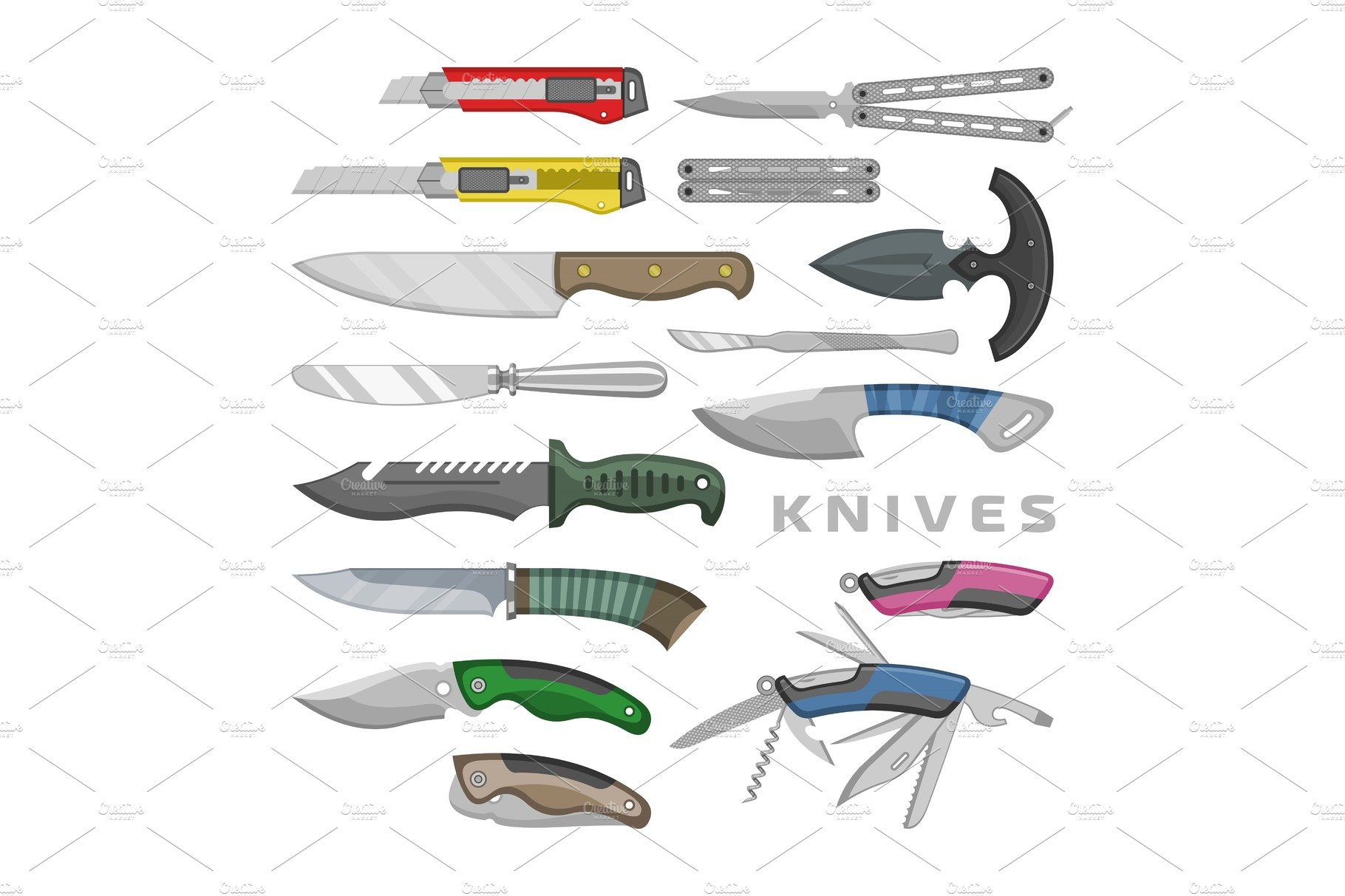 Knife vector penknife steel tool cover image.