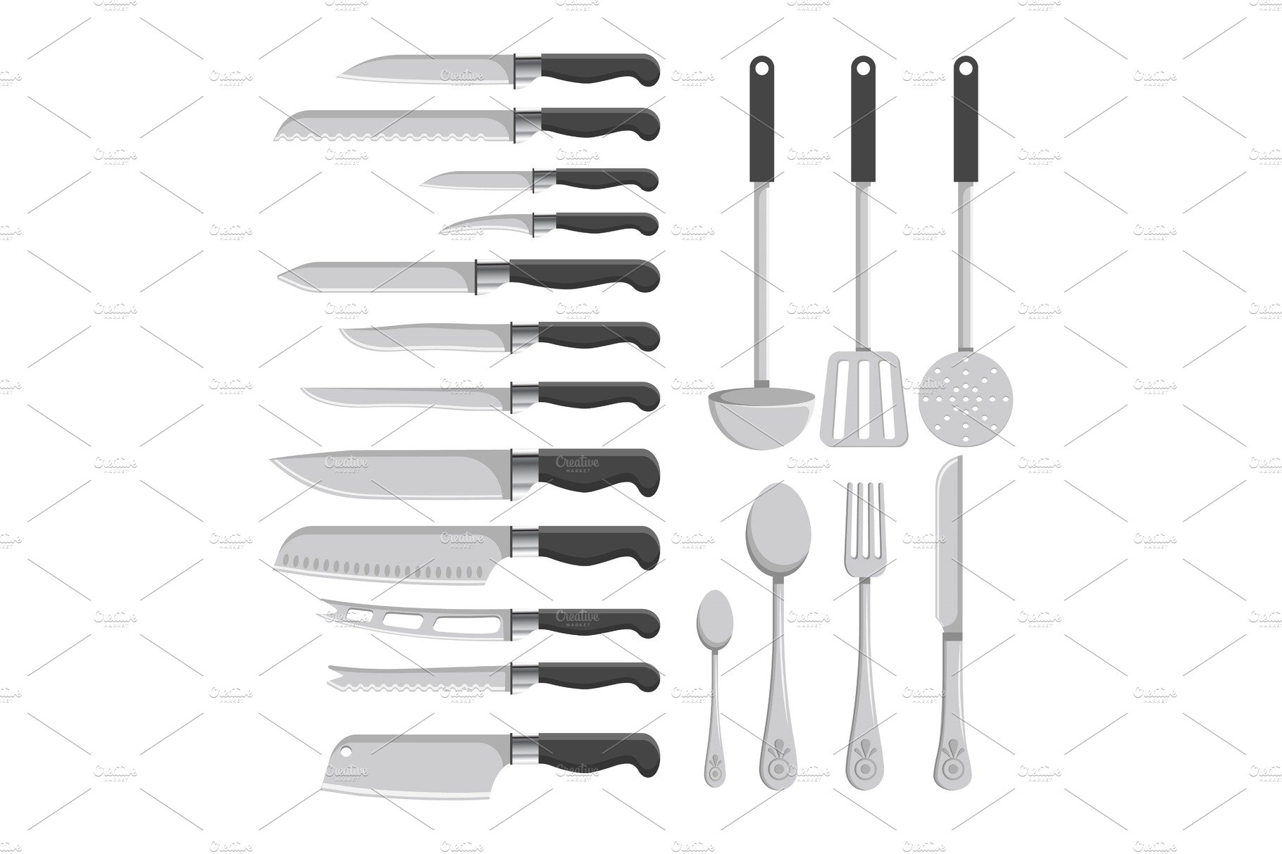 Kitchen Cutlery Knives and Spatula cover image.