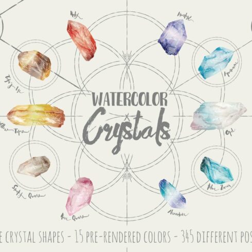 Hand Drawn Watercolor Crystals cover image.