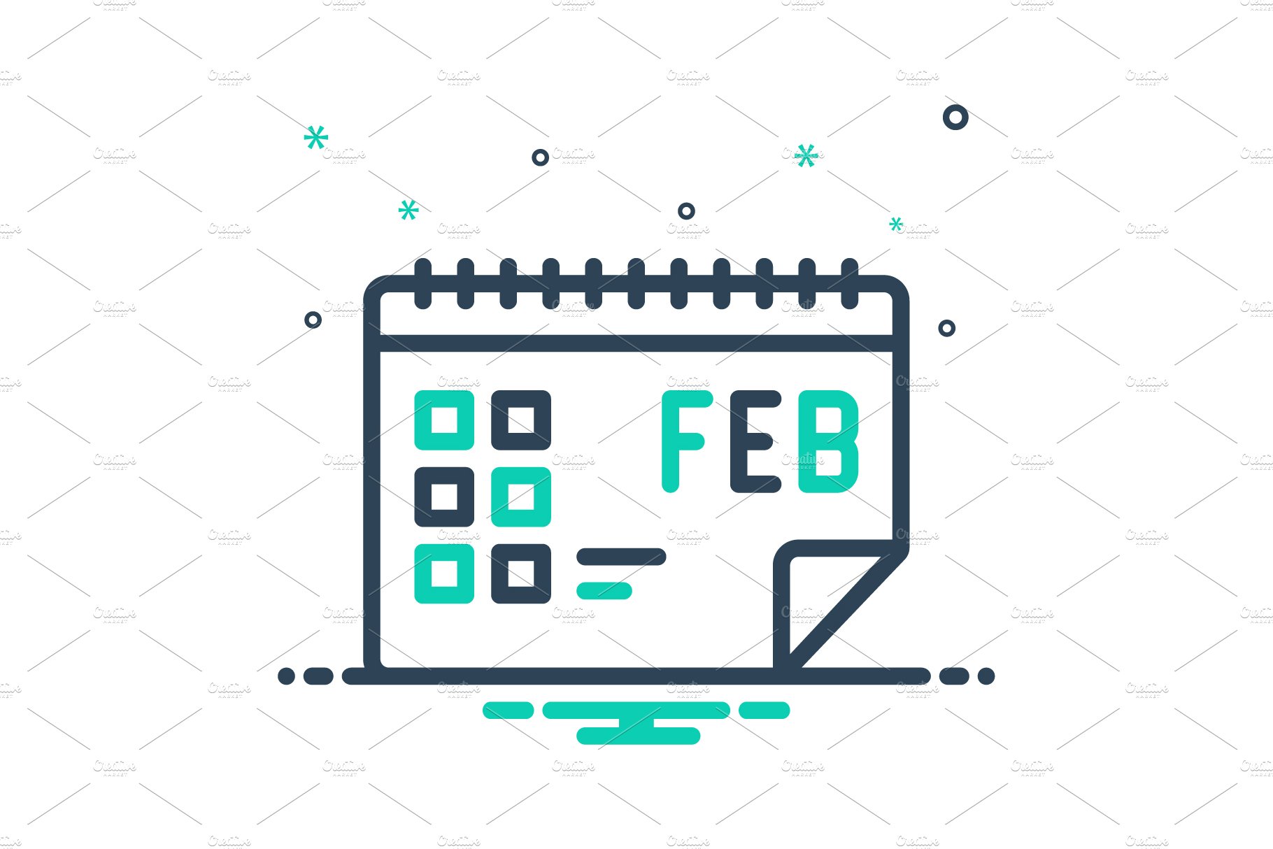 February calendar mix icon cover image.