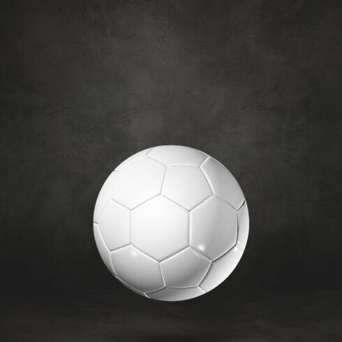 White soccer ball on a black studio background cover image.