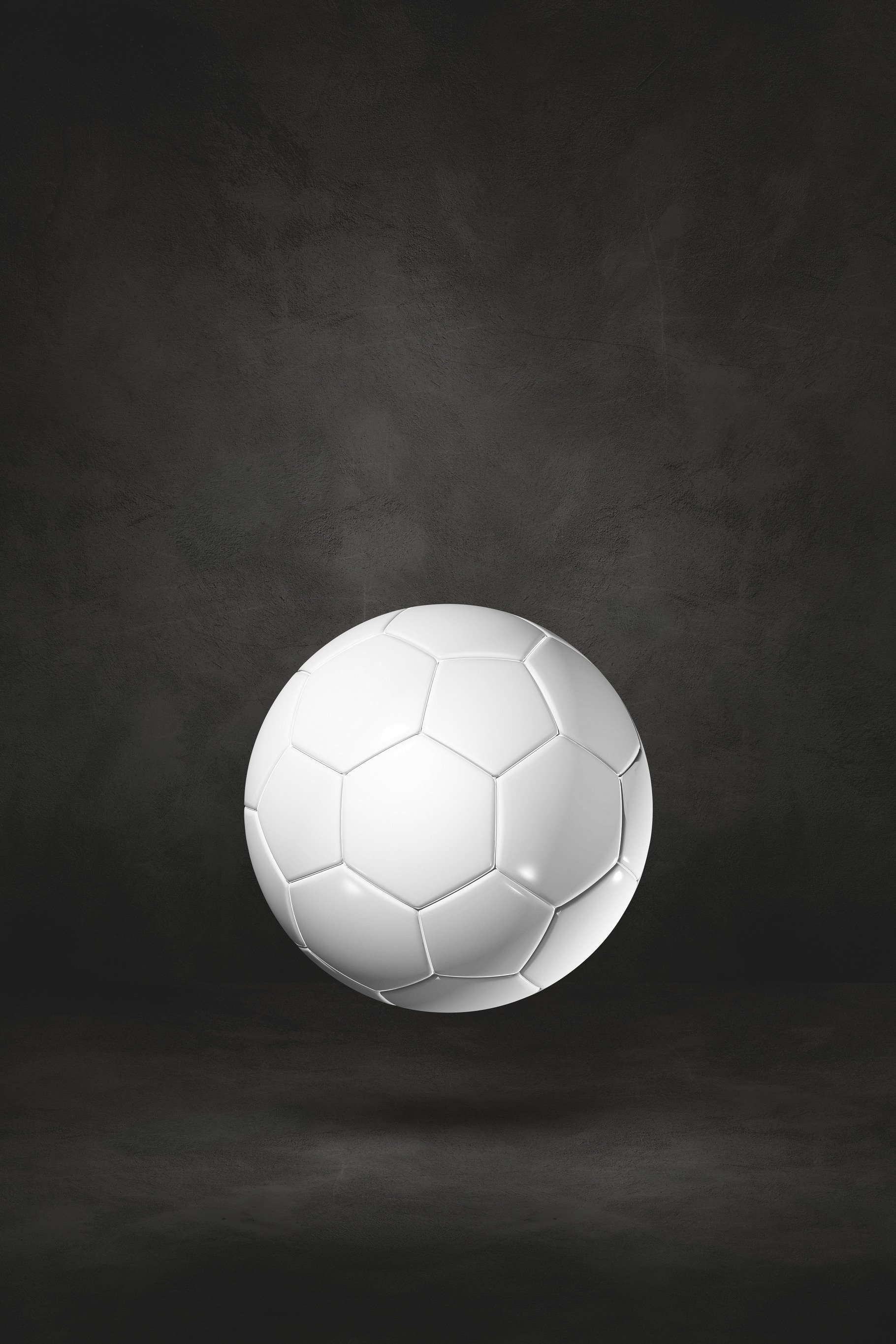 White soccer ball on a black studio background cover image.