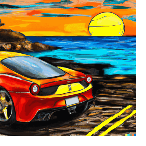 Ferrari KI Bild, Ferrari am Meer cover image.