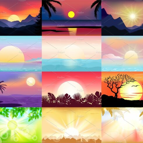 Sunset vector sunrise with Hawaii cover image.